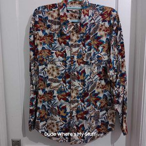 BECHAMEL RAYON SPORT LONG SLEEVE SHIRT - COLORFUL WOMEN'S LARGE SEE MEASUREMENT